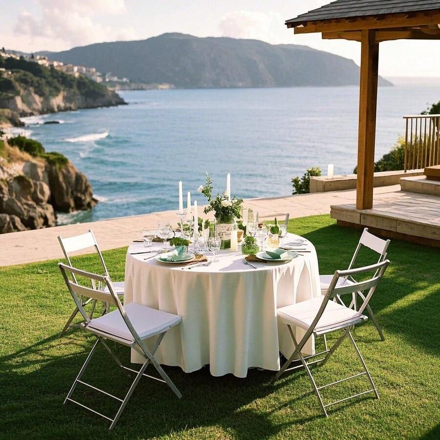 1 块圆形桌布，高品质桌布，可洗涤纶面料桌布，适合家庭、派对、婚礼或餐厅使用