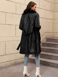 Abrigo con capucha y cinturón de la mujer Risissida para otoño/invierno - Ropa exterior casual, elegante y de moda, incluye cinturón adicional