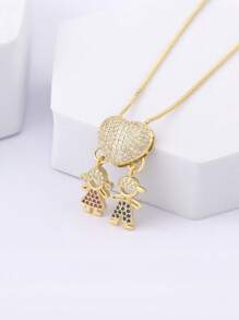 1 pezzo Collana con ciondolo in rame placcato oro 18 carati con zirconi colorati, gioiello di lusso come regalo per le donne, per San Valentino
