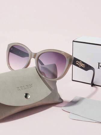  RELEN 1PC 女士时尚太阳镜，全新品牌设计，适合夏季，小镜框，复古，个性化，多功能，人造珍珠镶嵌，高端时尚配饰，拍照搭配，配眼镜盒和眼镜布，适用于度假、防晒、驾驶、海滩、旅行、礼物、舞台表演、夏季海滩度假派对、户外、旅行