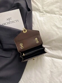 Bolso de hombro pequeño de mujer con estampado de cocodrilo sólido, bolso de mano cruzado de moda para damas - Café integral - Ver 9