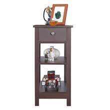 24'' Narrow Side Table Slim End Table With Drawer And Shelves For Small Space