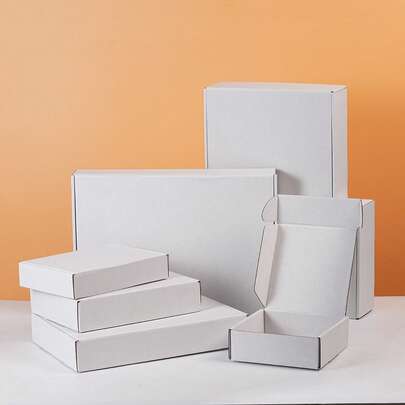 10 个白色纸盒，多种尺寸可选，3 层瓦楞纸运输箱，用于产品包装和邮寄，适合小型企业和个人使用