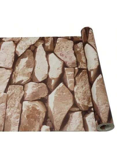 3D Stone Brick Effect Wallpaper, Bruin Textured Faux Rustic Wallpaper Bedroom, Living Room, Dining Cafe, Fireplace Room Home Wand Bathroom Art Kitchen Paper Stickers Ho Bedroom ation Stuff Wallpapers view 5