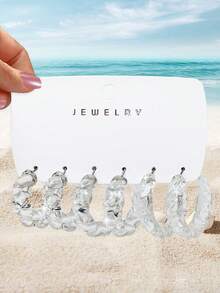 9pcs/Set Transparent Acrylic Stud Earrings - Clear - View 11