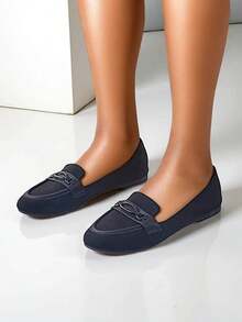 Women'ssuede Moccasins - Black - View 2