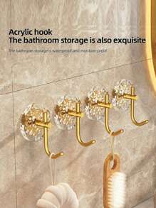 Acrylonitrile Acrylic Wall Mounted Key Holder Hook, Coat Hanger, Towel, Bathrobe Hook, No Drilling, Bathroom Accessories