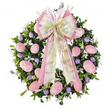 Easter Large Wreath Bows Burlap Wired Ribbbon Bow With Bunny Ears Easter Tree Topper Ornament For Spring Home Holiday Party Outdoor - Pink - View 2