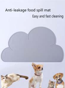 1 pièce Tapis de table pour chat et chien en silicone, en forme de tête de chat, facile à nettoyer, anti-déversement. Tapis de gamelle pour animaux de compagnie, imperméable, avec rebord antidérapant anti-fuite. Tapis de table pliable et isolant en forme de nuage, fournitures pour animaux de compagnie