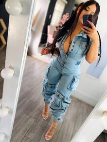 ENTERIZO  DENIM  MEZCLILLA  PREMIUM - Azul - Ver 7