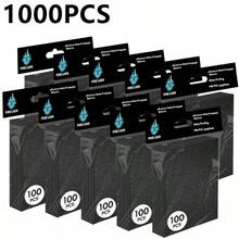 1000 件/包 500 件/包 100 件/包 66x91mm 不透明卡套，橙色纹理双面游戏卡保护套，顺畅洗牌，抗撕裂，适用于 MTG、TCG、体育卡、游戏卡，黑色 - 黑色 - 查看 1