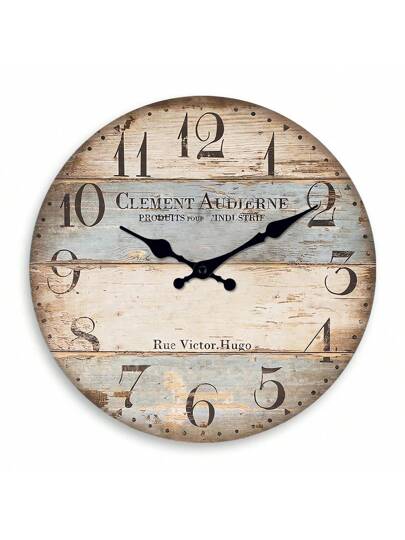 1pc 10 16 Inch Rustic Farmho Faux Wood Grain Large Wand Klok Battery Powered, Quiet Silent, Living Room, Bedroom, Kitchen, Country Cottage, Home Friends (No Included) Room Bedroom Dormitory Back To School