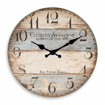 1pc 10-16 Inch Rustic Farmhouse Faux Wood Grain Large Wall Clock - Battery Powered, Quiet & Silent, Suitable For Living Room, Bedroom, Kitchen, Country Cottage, Home Decor, Gift For Friends (No Battery Included) Room Decor Clock Wall Bedroom Decor Dormitory Decor Back To School