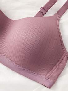 4件装女士舒适睡眠多色休闲条纹无钢圈软杯纯色内衣文胸