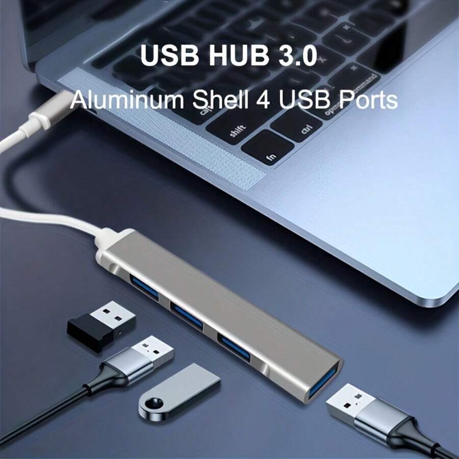 4-Port USB 3.0 Hub: Multi-Port Adapter Charger Distributor For PC, Laptop, USB Drive, Tablet And Mobile Phone Charging - Multicolor - View 1
