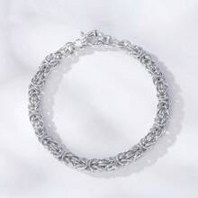 925 Sterling Silver Italian Classical Byzantine Spring Bracelet, Handcrafted In Italy Solid Diamond Cut Braid Spring Bracelet, Suitable For Men And Women - Stylish And Durable Design - Sterling Silver Construction - The Perfect Gift For All Kinds Of Holidays (Includes Gift Boxes) - Silver - View 2