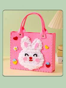 1 件手工制作的卡通动物毛毡手提包/零钱包，3D 贴花无纺布 DIY 工艺套件，缝纫纱线绘画，手工玩具，儿童益智玩具