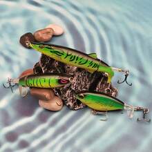 3 Stücke Whopper Angel Köder, Popper aus Biomimetik mit Schwanz, treibender harter Köder, zwei verschiedene Designs für mehr Fischfang