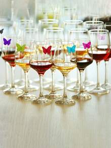 3D Magnetic Reusable Drink Markers, Silicone Butterfly Wine Glass Charms, Large Butterfly Identifiers, Ring Butterfly Markers, Reusable Cocktail Party Beverage Identifiers, Suitable For Wedding, Birthday Party, Bar Gathering, Drink Accessories, Fun Party Decor, Wedding Supplies, Entertaining Tabletop Decoration, Durable Party Favors