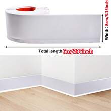 1 miếng dán viền chân tường bằng PVC mềm tự dính 39,37/118,11/236 inch - Rộng 8cm, dễ lắp đặt, bảo vệ góc bền cho cầu thang và tường - Nhiều màu - Xem 4