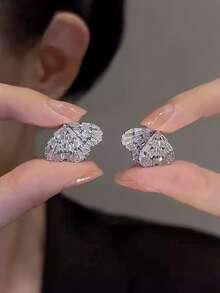 1 Paar Charm Ohrstecker mit kubischem Zirkonia für Frauen, für Hochzeit, Verlobung, Jahrestag, Party, Schmuck, Valentinstag Geschenk