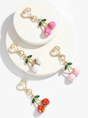 1pc Cute Cherry Charm Keychain - Shiny Resin And Alloy Hardware With Clip For Bags Purses And Backpacks - Stylish And Versatile Summer Fashion Accessory For Women Y2K Beach Accessories Daisy