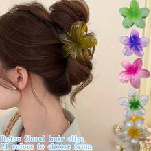 2 件/1 件多色发夹，女神专属头饰，发夹套装[日常使用舒适]-浴室发饰，优雅花卉发夹，复古花卉发夹，优雅塑料发夹返校必备品，新款彩色菊花发夹，亚克力发夹，花爪，优雅奢华的女士发饰，侧