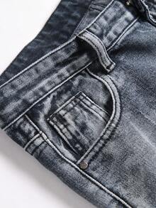 Teen Boys Fashionable Straight-Leg Youth/Teen Boys Denim Casual Shorts - Navy Blue - View 4