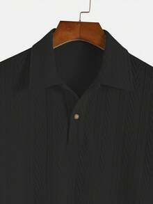 男士个性化时尚弹力针织 Polo 衫 - 黑色 - 查看 3