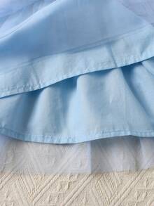 Baby Girls' Floral Dress & Vest Jacket 2pcs Set - Blue - View 11