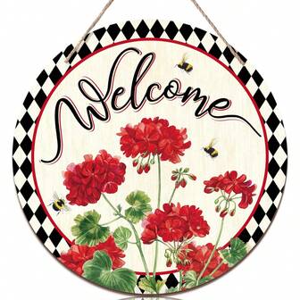 前门花卉欢迎标志木质迎宾门花环门装饰挂饰乔迁礼物节日墙壁装饰农舍家居户外室内