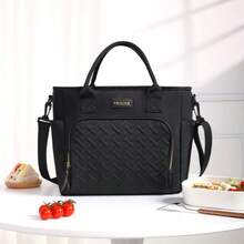 1pc Large-Capacity Insulated Lunch Bag Outdoor Picnic Bag, Multi-Function Refrigerated Bag With Detachable Shoulder Strap And Side Pockets, Reusable, For Carrying Meals, Suitable For Picnics, Office Workers, Camping, School, Leakproof Freezable Cooler Bag School Organizer Bags Teacher Storage Bags Classroom Organizer Bags Woman Lunch Box Bag For Women Ladies School Supplies Stuff Accessories Bag For School School Accessories School Stuff - Black - View 7