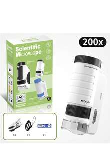 Mikroskop przenośny dla dzieci, zabawka do eksperymentów naukowych na świeżym powietrzu, odpowiedni dla uczniów szkół podstawowych i średnich, ręczny mikroskop do próbek i badań chemicznych, prezent urodzinowy/święta/Halloween/Boże Narodzenie dla chłopców i dziewcząt, wielokrotnego użytku