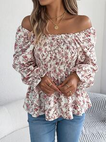 Spring And Summer Women's  Casual Vacation Style Cute Small Floral Shirt Top - trắng - Xem 4