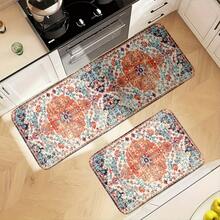 1/2/3pcs Bohemian Kitchen Set, Bohemian Broken Style,, Kitchen Anti-Fatigue Cushion, Corridor Runner, Flannel Material Anti-Slip Soft And Comfortable Easy To Clean, Suitable Bedroom, Living Room, Dining Room, Kitchen, Bathroom, Entrance, Floor - 白色 - 查看 4