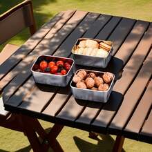 7件套不锈钢食品储物盒 - 防漏，翻盖设计，可堆叠，适合户外露营、家庭聚会、办公室和学校使用