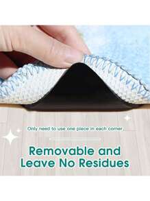 4pcs/8pcsRug Pad Gripper, Double Sided Non-Slip Rug Pads Rug Tape Stickers Washable Area Rug Pad Carpet Tape Corner Side Gripper For Hardwood Floors And Tile