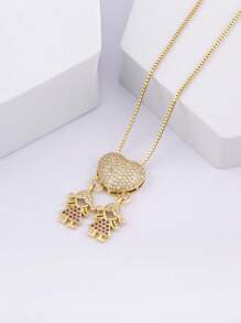 1 pezzo Collana con ciondolo in rame placcato oro 18 carati con zirconi colorati, gioiello di lusso come regalo per le donne, per San Valentino