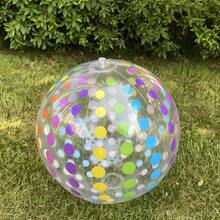 1 Pc Polka Dot Inflatable Beach Ball, Colorful Striped PVC Water Play Ball, Outdoor Pool Party Beach Decor - Multicolor - View 3