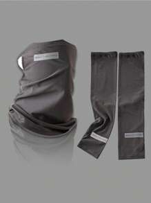 Set de 2 piezas para hombre de protección solar de verano ligera: máscara facial y bufanda cuello de seda de hielo + mangas de seda de hielo, tela transpirable de secado rápido para actividades al aire libre como conducir y ciclismo