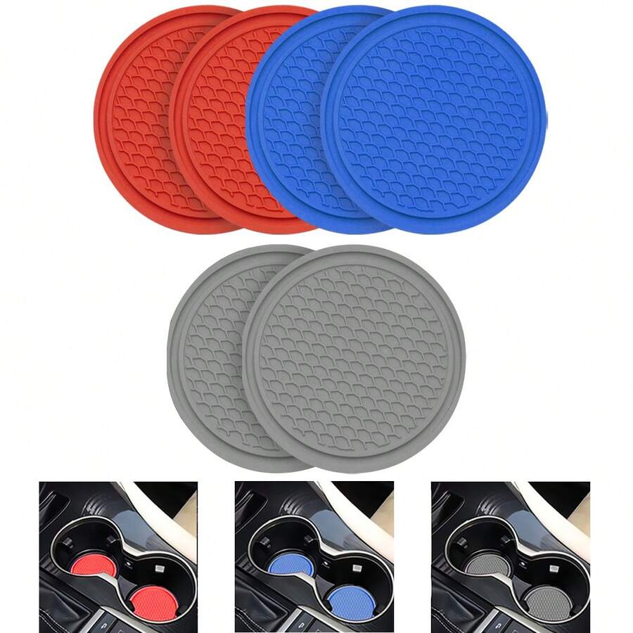 2PCS Car Cup Mat Non-Slip Pad, Suitable For Insulated Cups, Mugs, Drink Cups, Water Bottles, Etc., Compatible With Various Car Brands And Models.