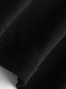 女童蝴蝶结标语印花圆领T恤，夏季休闲柔软上衣 - 黑色 - 查看 4