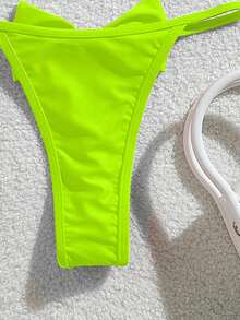 Sportlicher Badeanzug, geeignet für verschiedene Anlässe vom Pool bis zum Strand im Sommer, basic sexy Bikini mit großer Schleife als Strandoutfit für den Urlaub - Grün - Übersicht 5