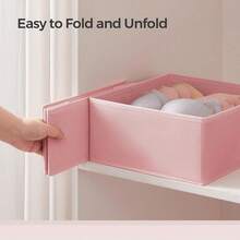1-6pcs Minimalist Style Foldable Fabric Storage Box, Wardrobe, Dresser, Drawer Divider, Underwear Cosmetic Organizer Basket, Home, Room, Bed Room Decor For Autumn, Festive Seasons Bedroom, Organizer, Home Storage - Dusty Pink - View 5