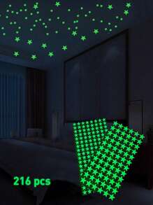 266/532 Pcs Glow In The Dark Luminous Stars Fluorescent Noctilucent Wall Stickers Murals Decals For Home Art Decor Ceiling Wall Decorate Kids Babys Bedroom Room,3 Kind Of Size