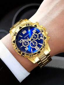 4-Piece Luxury Men's Watch Set, Cool And Handsome Style, Round Alloy Case, High-End Texture, Suitable For Business And Casual Wear