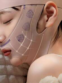 1 pieza Máscara de vinculación en forma de V simple para levantamiento facial de mujeres, dispositivo de belleza adelgazante para el rostro para dormir