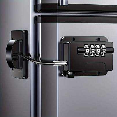 Fridge Lock, Upgraded Refrigerator Lock Combination, Freezer Lock For Upright Freezer, Cabinet Lock With Code For Child Protection, Refrigerator Lock For Kids, Black