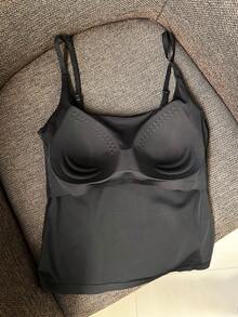 ACME MADE IN CHINA Women's Tank Top Polyamide Adjustable Thin Strap Round Neck With Padded Basic Plain Imported Thick Fabric Not Transparent - KIT 2pcs preto/branco - 查看 5