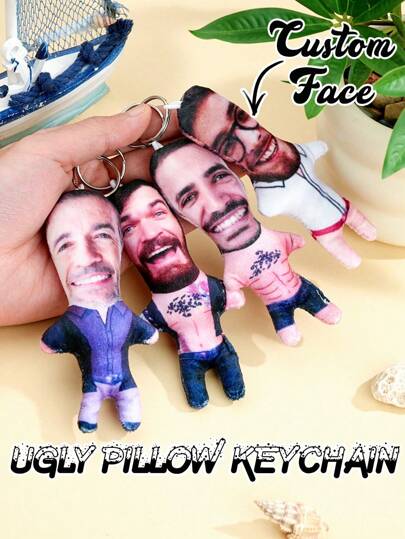 1pc Custom Funny Ugly Pillow Keychain, Personalized Face Pillow Keychain, Unique Gift For Friends And Family, Custom Photo Pillow Keychain, Funny Series, Ideal For Birthday's, Valentine's Day, Anniversaries Ornamental, Exquisite, Stylish, Adorable, Colorful, Cute, Funny, Custom, Personalized, Customized, Unique, Ideal Gifts For Her, Ideal Gifts For Him, For Anniversaries, For Birthdays,Desert Fall Cozy